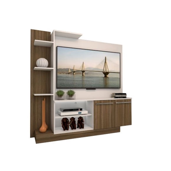 Rack Home con Panel para TV 55 " Verona Blanco Café Be desing (164X165X32,5 cms)