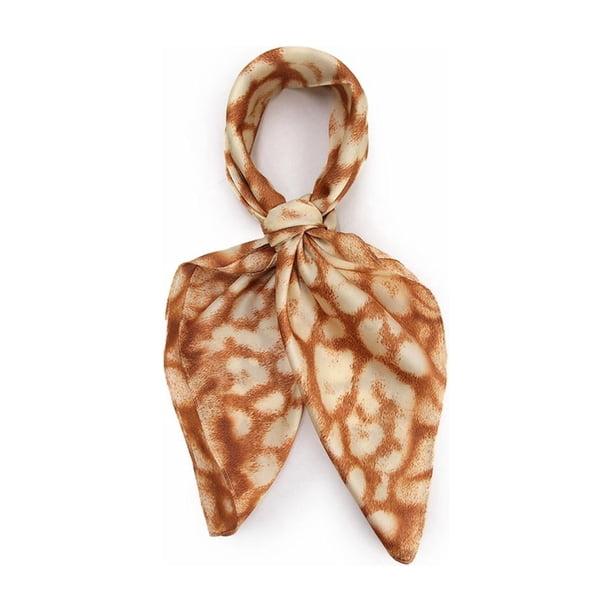 Pañuelo tipo seda 70 x 70 estampado print leopardo beige Talla Única