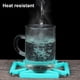 thumbnail image 5 of Posavasos multifuncionales simples de color 4 piezas, tazas de té de silicona deformables, manteles individuales, tapetes para cuencos, posavasos con marco de acero inoxidable., 5 of 7