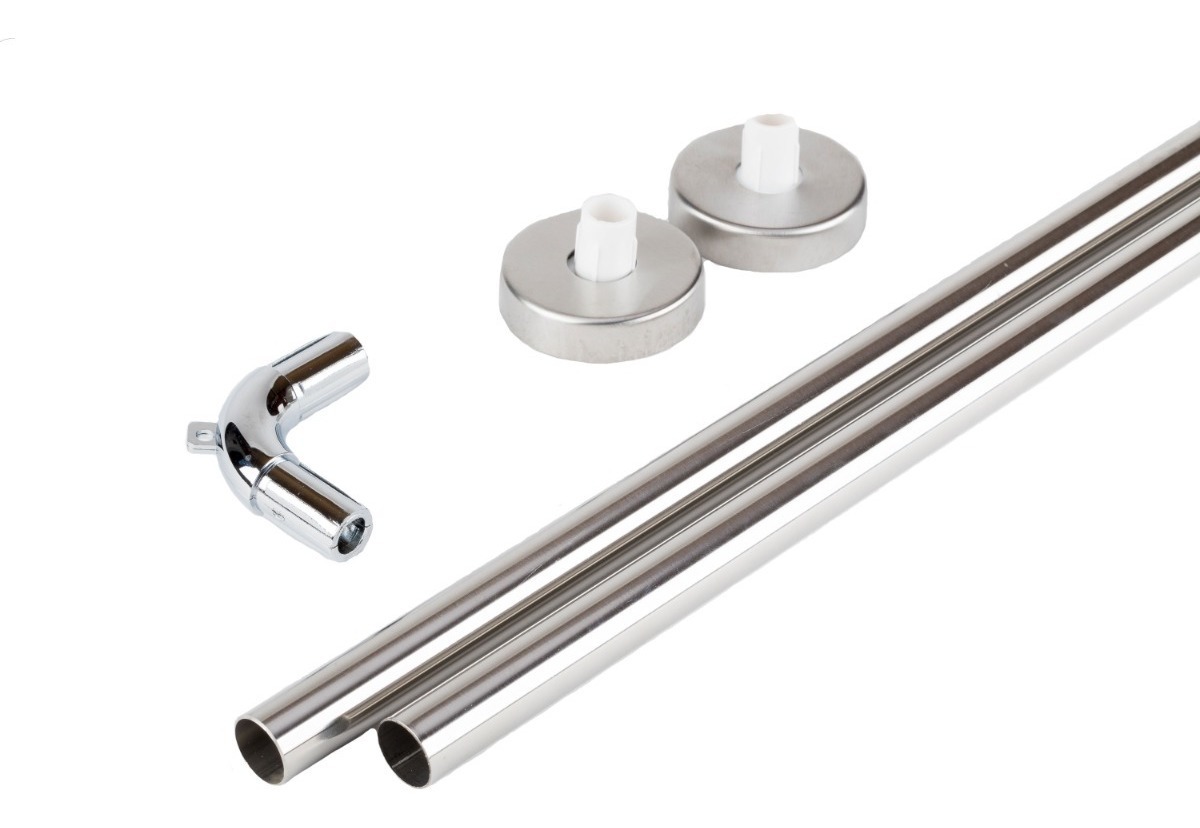 Metalhsa - Set De Barras Angulares Cromadas 19 Mm Para Baños 100 X 100 Cms