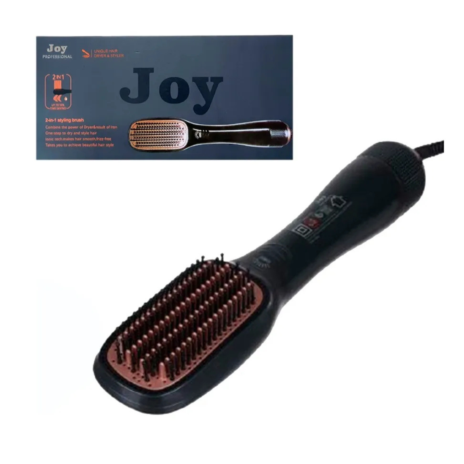 Genérico - Cepillo Secador Alisador Cepillo Plancha Peine Secador 2En1 Negro