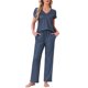 thumbnail image 1 of INSPIRE CHIC Pijamas para Mujer Cuello en V Manga Corta con Pantalones de Cordón Conjunto de Ropa de Dormir Estampado con Bolsillos S Punto Azul, 1 of 6