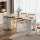 thumbnail image 1 of Mesa de comedor extensible con 3 hojas medias extraíbles, mesa móvil de isla rodante con toma de corriente, gabinete de ahorro de espacio con almacenamiento para el comedor, 1 of 6
