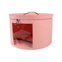 Magideal - Caja Para Sombreros Caja De Almacenamiento Para Sombreros Plegable Apilable Portátil Para Mujeres Hombres Cajas Para Sombreros De Viaje Cajas Redondas Rosa Pequeño