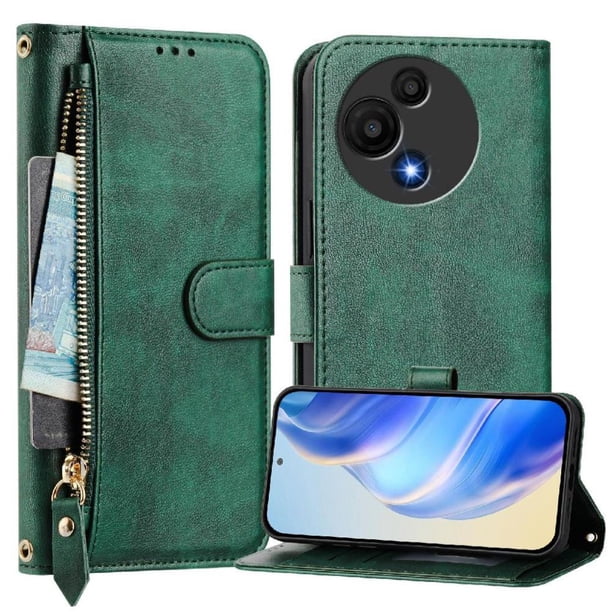 FOXDOCK Funda Tipo Cartera para Samsung Galaxy M36 5G Cuero PU con Cremallera y Correa de Muñeca, Ranuras para Tarjetas, Soporte Plegable, Cierre Magnético
