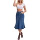 thumbnail image 2 of INSPIRE CHIC Falda de Mezclilla Ajustada de Mujer con Cola de Sirena, Cintura Alta, Volantes, Largo a la Rodilla, Talla S, Azul, 2 of 6