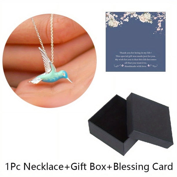 Gorgeous Blue Hummingbird Pendant Necklace - Perfect for Women's Stylish Look!