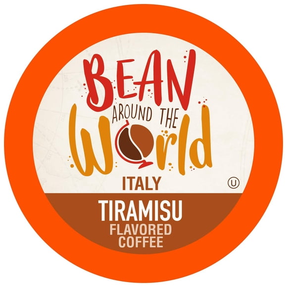 Café con sabor a Bean Around The World compatible con cafeteras Keurig K Cup 2.0, tiramisú, 40 unidades (paquete de 1)