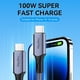 thumbnail image 2 of Cable Veggieg Tipo C A Tipo C 100w Trenzado Pd 1.2mts 5a E-marker Chip, 2 of 6