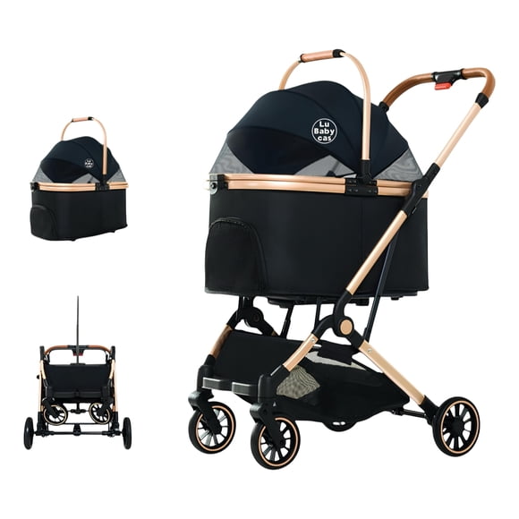 Coche Para Mascotas Premium 2 En 1 C106 Negro LuBabycas