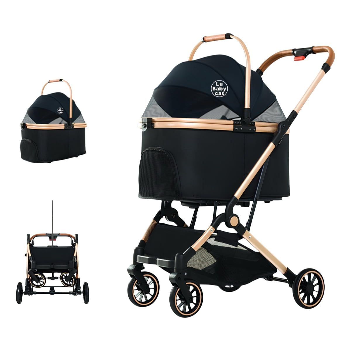 Coche Para Mascotas Premium 2 En 1 C106 Negro Lubabycas