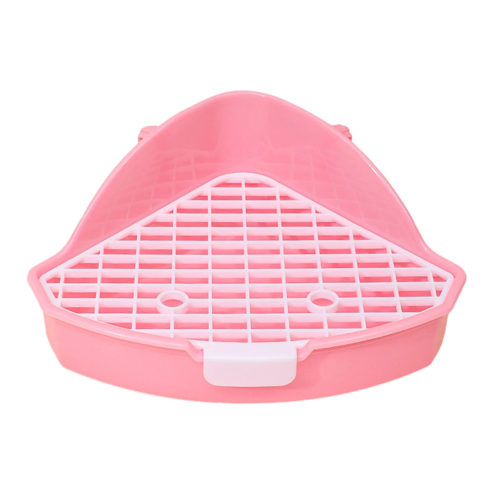 Caja De Arena Para Conejos, Bandeja De Arena Esquinera Antisalpicaduras Para Hámster, Hurones, Conejitos, Rosa