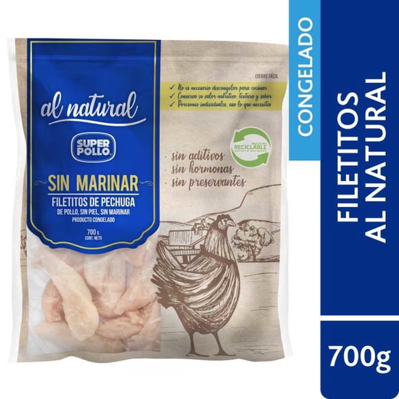 Pollo Filetito De Pechuga Sin Marinar Congelada, 700 g