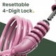 thumbnail image 2 of Candado para bicicleta Titanker, cable de 1,2 cm, 1,2 m, combinación, rosa, 2 of 8