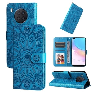 Funda Tipo Cartera Foxdock Para Huawei Nova 8I , Diseño Girasol En Relieve, Cuero Pu, Cierre Magnético, Soporte Y Tarjetero