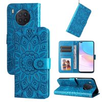 Funda Tipo Cartera Foxdock Para Huawei Nova 8I , Diseño Girasol En Relieve, Cuero Pu, Cierre Magnético, Soporte Y Tarjetero
