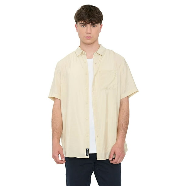 Guayabera Hombre Viscosa Sólida Ecru Corona