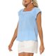 thumbnail image 4 of INSPIRE CHIC Blusa de Mujer para Regreso a Clases Verano Cuello Cuadrado de Cuadros con Mangas Cortas S Azul, 4 of 6