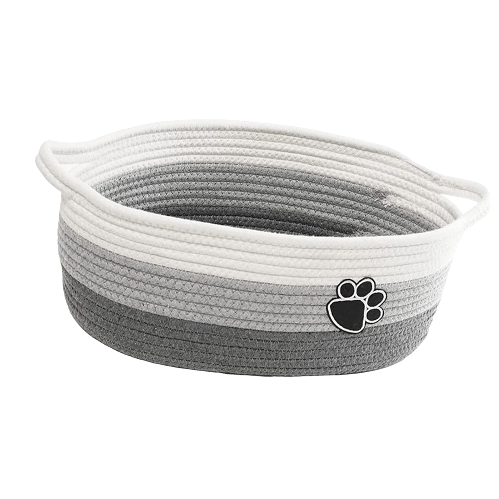 Bothyi - Cesta Tejida De Cuerda De Algodón, Cesta De Regalo Suave, Vacía Para Armario De Baño, Ropa, Blanco Y Gris