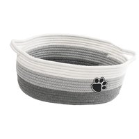 Bothyi - Cesta Tejida De Cuerda De Algodón, Cesta De Regalo Suave, Vacía Para Armario De Baño, Ropa, Blanco Y Gris