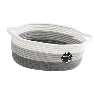 Bothyi - Cesta Tejida De Cuerda De Algodón, Cesta De Regalo Suave, Vacía Para Armario De Baño, Ropa, Blanco Y Gris