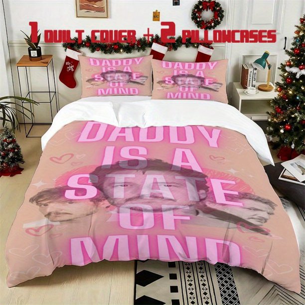 3pcs Pedro Pascal Printed Bedding Set Soft Duvet Cover with 2 Pillowcases All Season Comfort