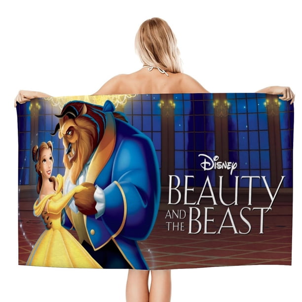 Bella y la Bestia Toalla de playa de secado rápido con diseño temático, regalo para mujeres y niñas, ideal para cumpleaños, fans, amantes de la música, uso en la playa o al aire libre, 78 × 150 cm