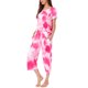 thumbnail image 4 of INSPIRE CHIC Conjunto de Pijama de Mujer con Tinte de Corbata, Cuello en V, Manga Corta, Pantalones Capri, Conjunto de Salón con Bolsillos M Rojo Rosado, 4 of 6