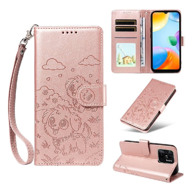 Funda Billetera FOXDOCK Compatible con Xiaomi Redmi 10C, Diseño Perrito Tierno, Ranuras para Tarjetas y Soporte Plegable