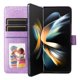 thumbnail image 4 of Funda tipo cartera FOXDOCK para Samsung Galaxy Z Fold 4 , diseño girasol en relieve, cuero PU, cierre magnético, soporte y tarjetero, 4 of 5