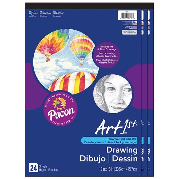 Bloc de papel de dibujo UCREATE, pesado, 12 x 18 cm, 24 hojas