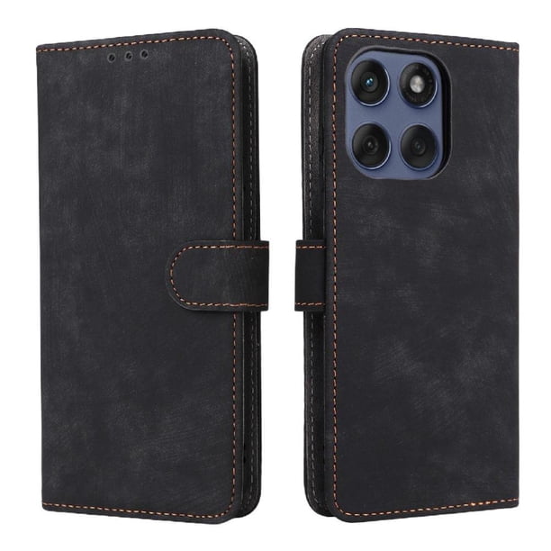 Funda Billetera para Motorola Moto Edge 60 Fusion con Soporte - Cartera de Cuero con Ranuras Negro