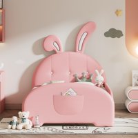 M&Ms - Twin Size Upholstered Rabbit-Shape Princess Bed ,Twin Size Platform Bed With Headboard And Footboard,Pink (Old Sku Wf311629Aah)