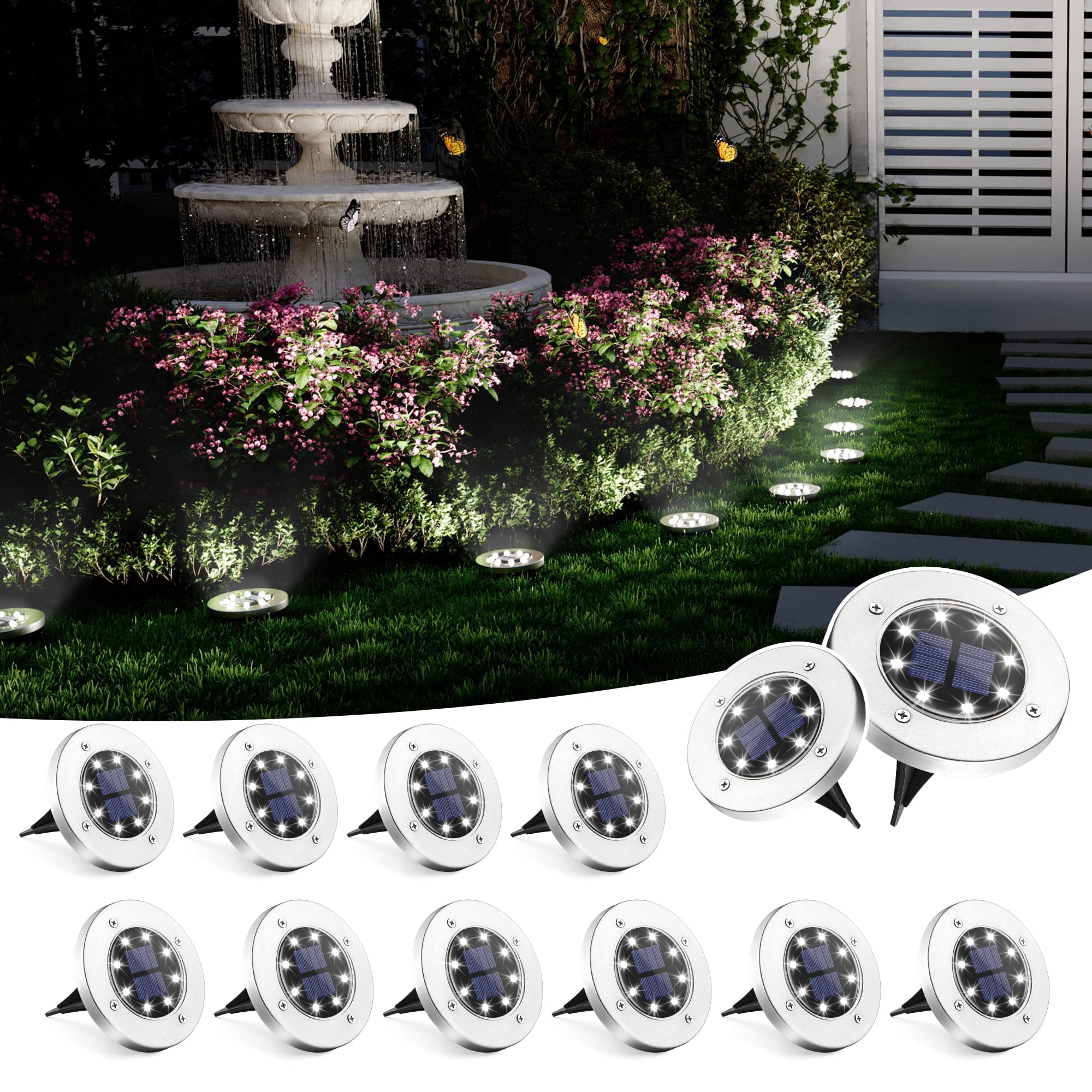 Luces Solares De Suelo Solpex, Paquete De 12 Unidades, Impermeables Para Exteriores