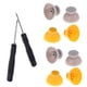 thumbnail image 1 of 8x Joystick Caps Grey + Yellow Para Nintendo GameCube NGC Controller + Tools, 1 of 5