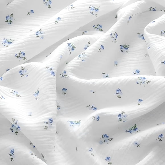 Tela LaSilk 3 yd Algodón Azul con Estampado Floral