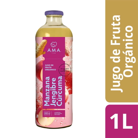 Jugo Refrigerado Manzana Jengibre Cúrcuma Orgánico Botella, 1