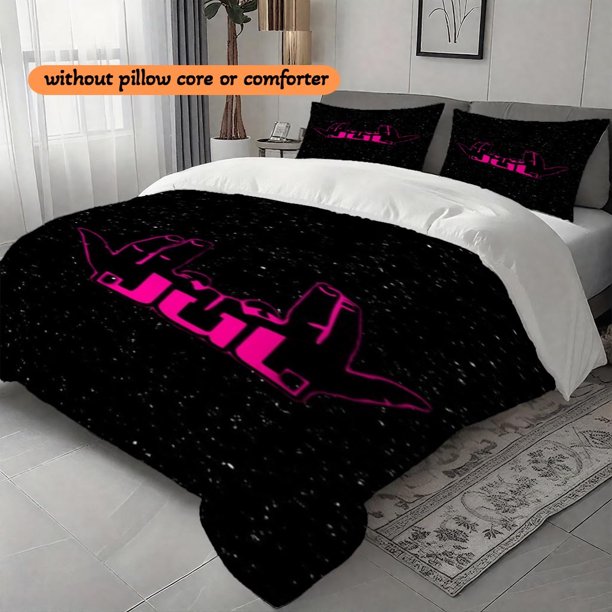 3pcs Jul Hand Sign Starry Black Printed Duvet Cover Set Halloween and Christmas Home Decor Essential Soft Breathable Duvet Cover Set