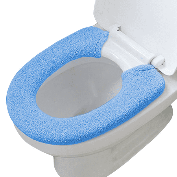 Funda para asiento de inodoro con broches, fija, elástica, lavable, de fibra, fácil de instalar y limpiar.