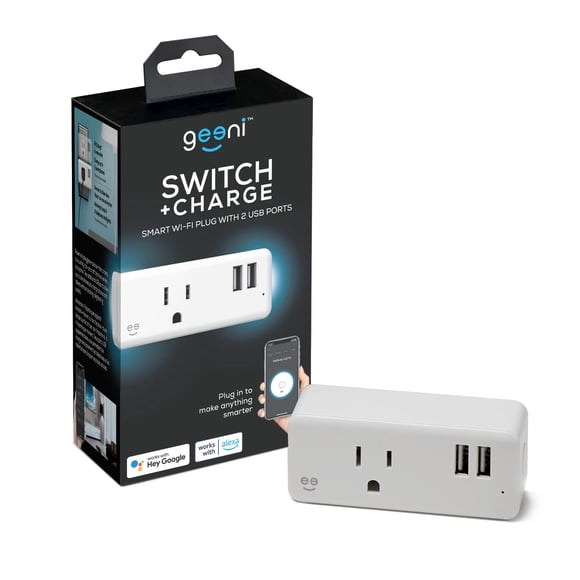 Enchufe inteligente Wi‑Fi Geeni Switch + Charge con 2 puertos USB