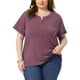 thumbnail image 1 of Agnes Orinda Camisetas de Mujer Tallas Grandes Cuello en V con Muesca Mangas Cortas Enrolladas Camisetas Suaves y Casuales de Verano 2025 4X Burdeos, 1 of 6