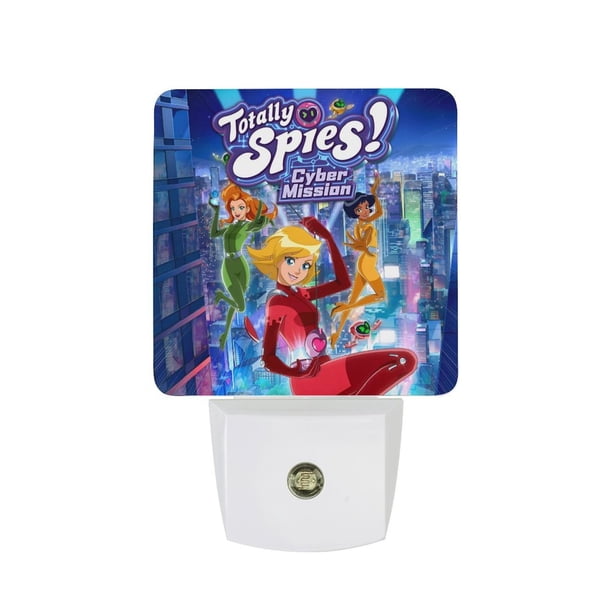 Totally Spies / Espías por Completo Luz nocturna LED con sensor de anochecer a amanecer para dormitorio, baño, pasillo, escaleras - Lámpara LED nocturna de enchufe, 0.5W - 1 pieza