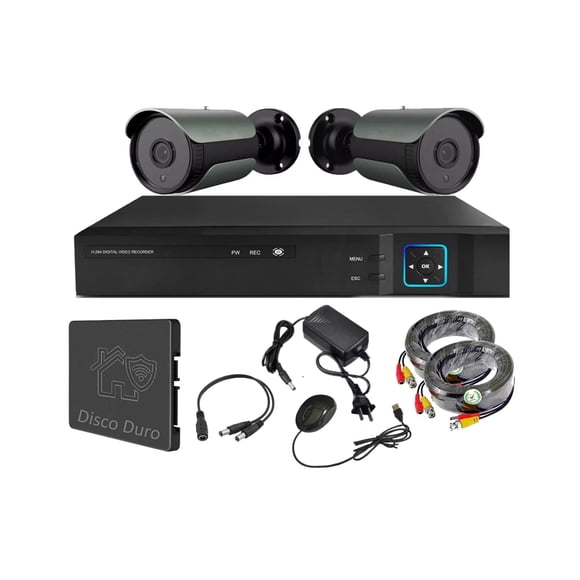 Kit 2 Cámaras Seguridad Exterior HD con Disco Duro E20LDD