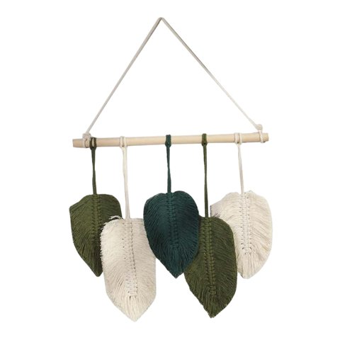 Bothyi - Tapiz Colgante De Pared De Macramé Con Hojas, Elegante, Para Sala De Estar, Apartamento, Telón De Fondo