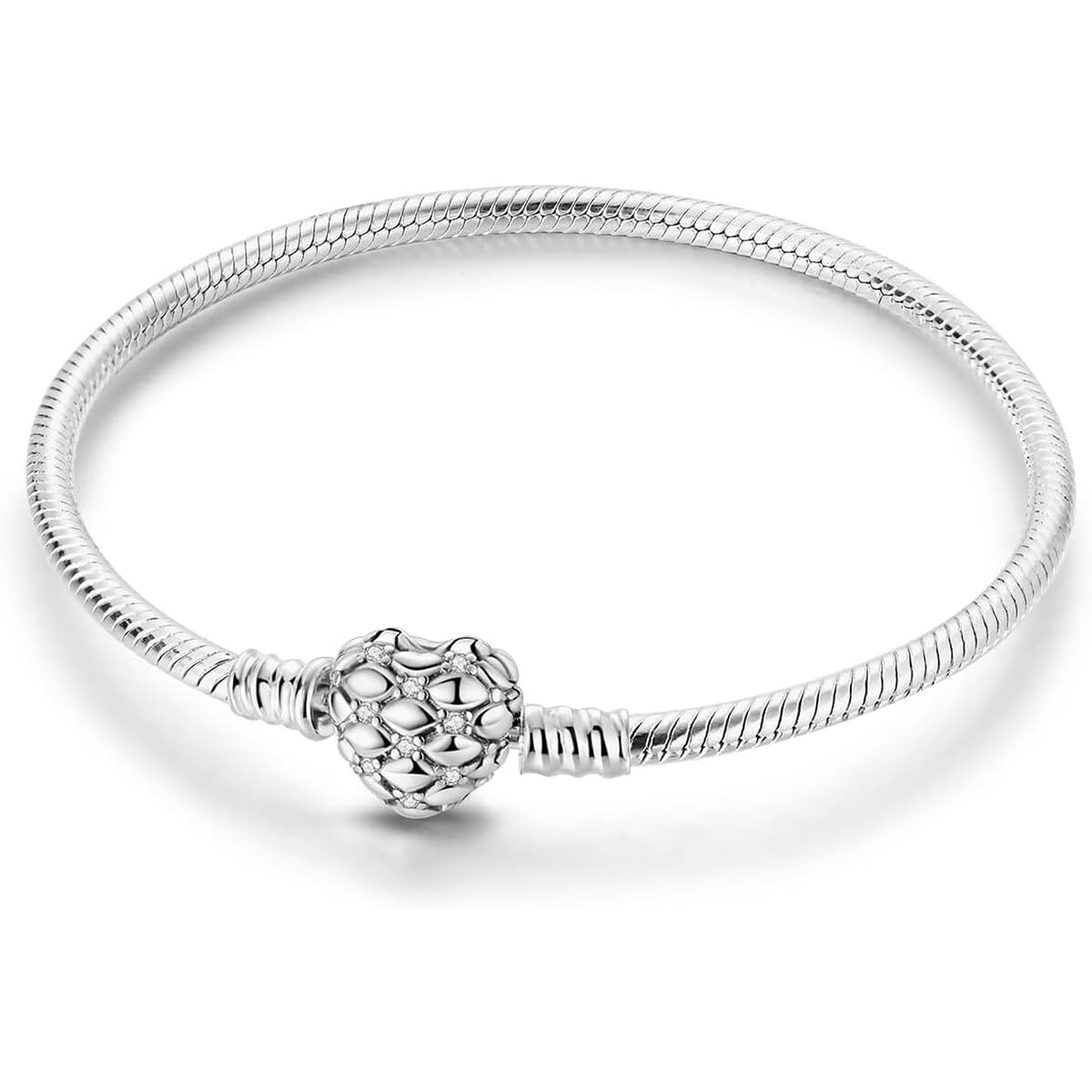 Pulsera De Plata 925 Con Dijes Corazaan Cadena Snake