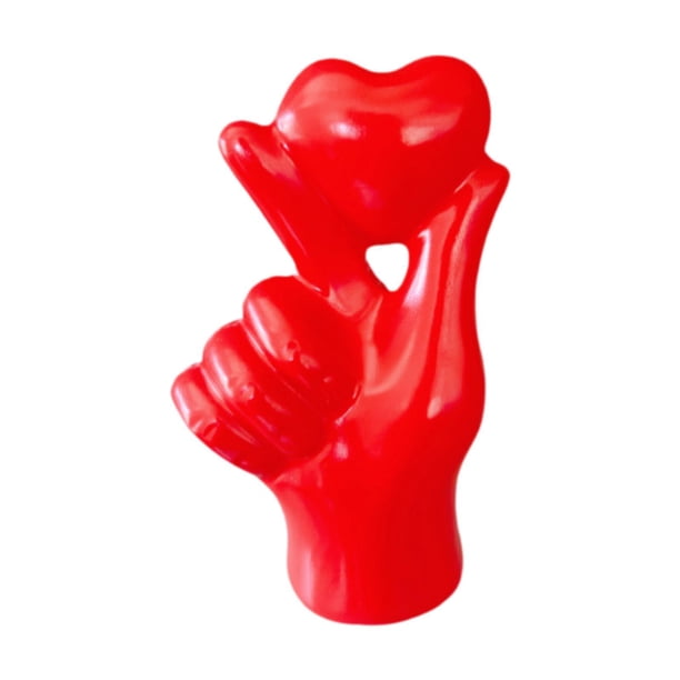 Estatua de Y Corazón con Gesto de Mano, Figura de Escritorio, Exhibición de Arte Moderno, Escultura de Gesto de Amor para El Día de San Valentín, Rojo