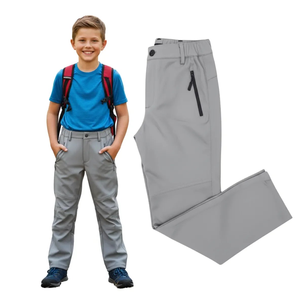 Genérico - Pantalon Softshell Cintura Mixta Para Niños Con Micropolar Senderismo