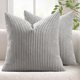 thumbnail image 1 of Fundas de almohada MIULEE de pana suave decorativa, 45 x 45 cm, color gris plateado, 1 of 6