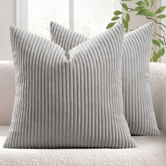 Fundas de almohada MIULEE de pana suave decorativa, 45 x 45 cm, color gris plateado