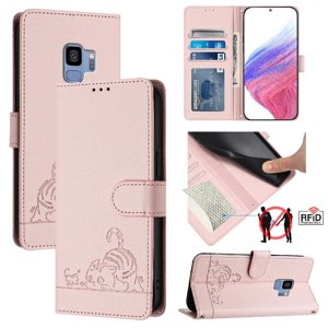 Funda Tipo Cartera Foxdock Para Samsung Galaxy S9 Con Soporte, Ranuras, Rfid, Diseño De Gato